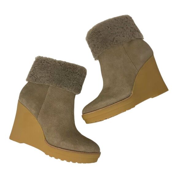 Lauren Ralph Lauren Steph Womens Leather Pull On Booties Taupe Size 8 NWT